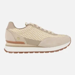 Sneakers Gaggi en rafia beige con destellos dorados