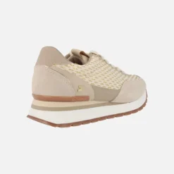 Sneakers Gaggi en rafia beige con destellos dorados