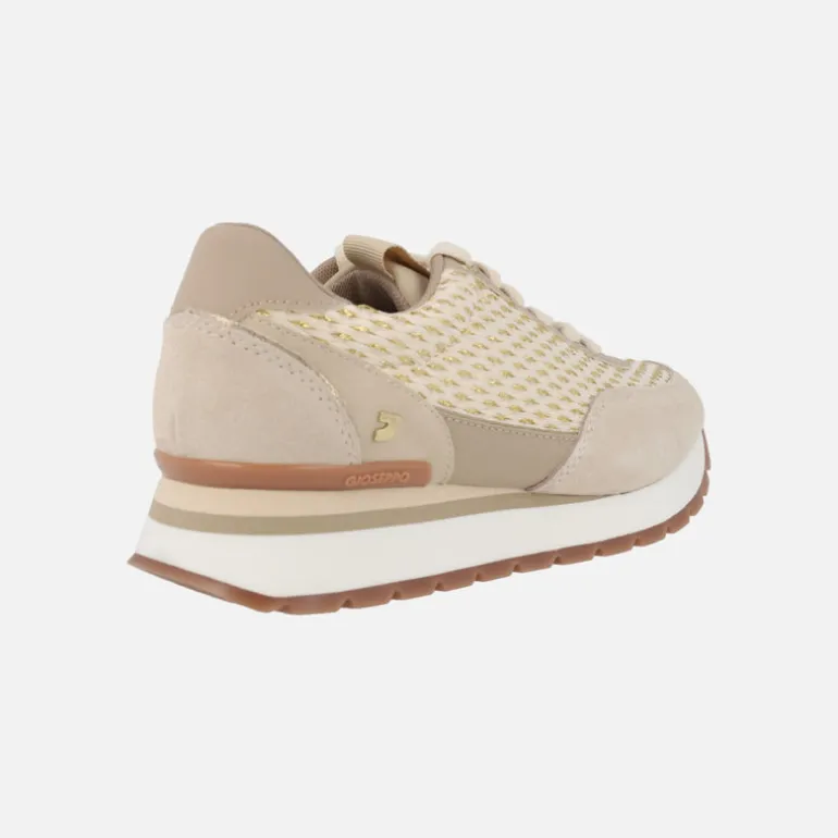 Sneakers Gaggi en rafia beige con destellos dorados