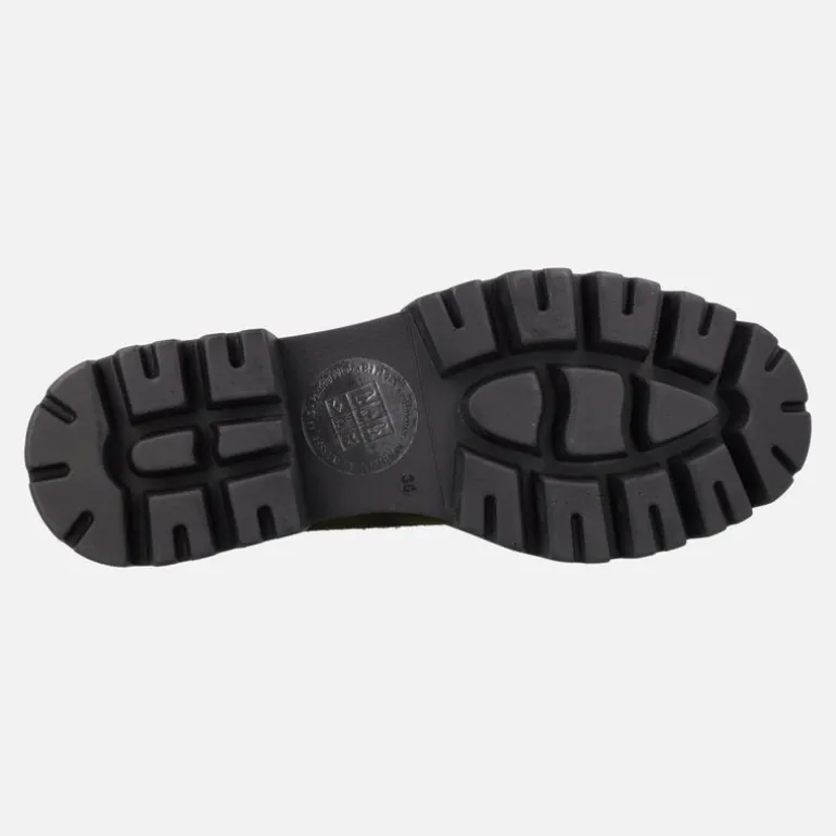 Wallabee en serraje Kaki y piel Marrón con piso de goma