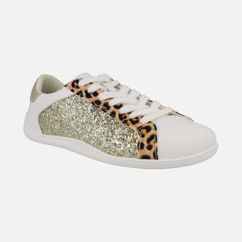 Zapatillas BAREFOOT en glitter oro y print leopardo Leelanau