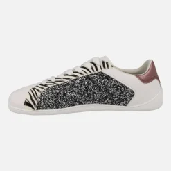 Zapatillas BAREFOOT en glitter plomo y print cebra Leelanau