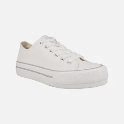Zapatillas blancas de lona Bigger X con suela gruesa