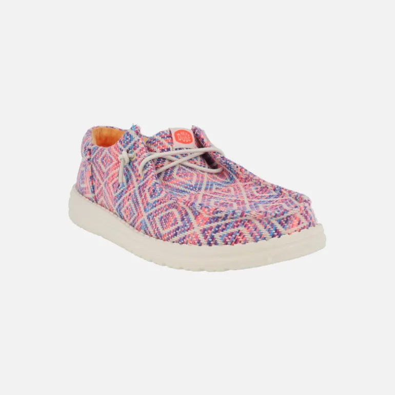 Zapatillas bordadas Hey Dude Wendy Funk surf baja en combinado rosa