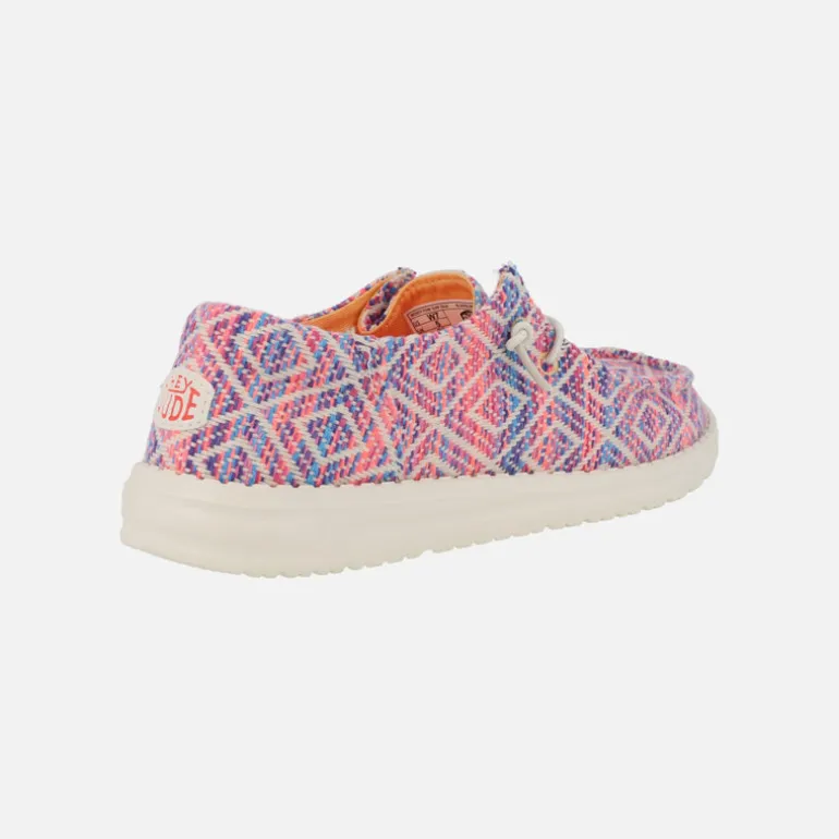 Zapatillas bordadas Hey Dude Wendy Funk surf baja en combinado rosa