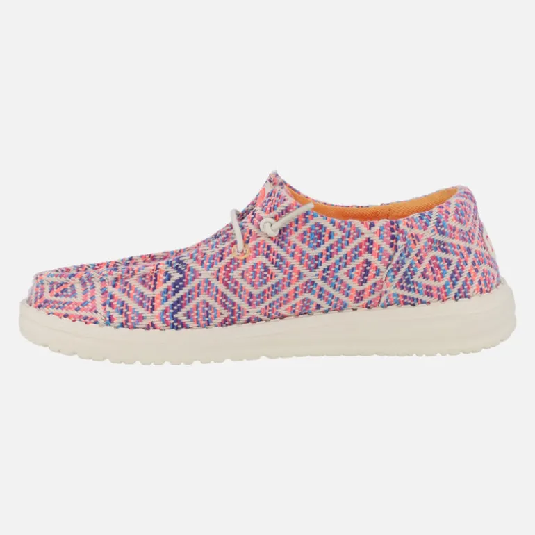 Zapatillas bordadas Hey Dude Wendy Funk surf baja en combinado rosa