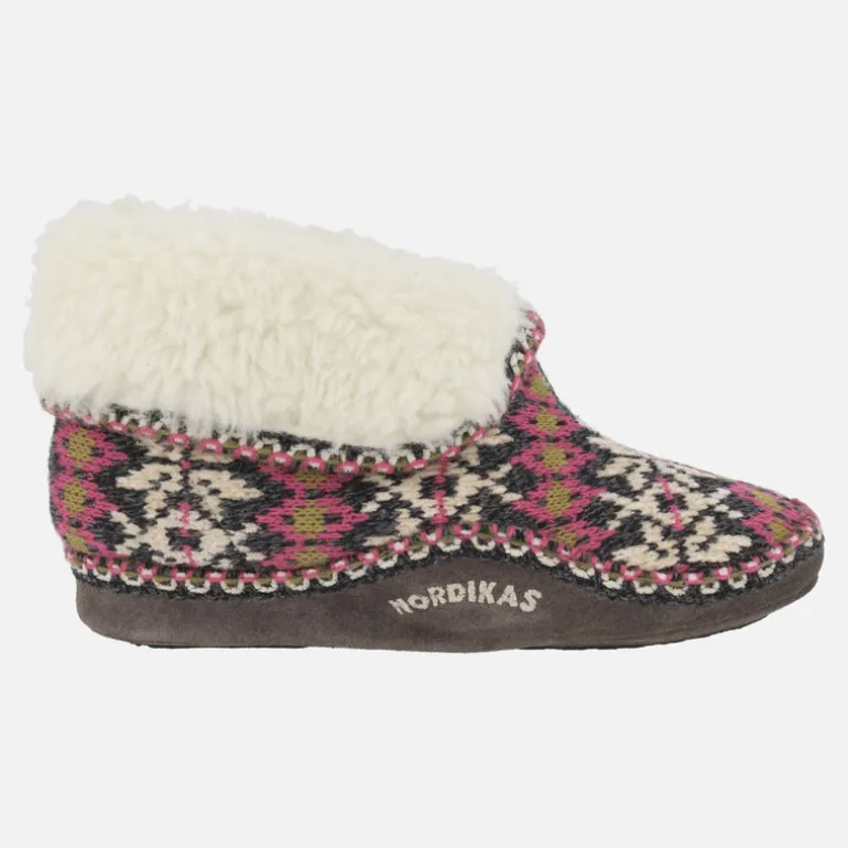 Zapatillas de casa abotinadas para mujer en lana Formigal gris