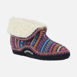 Zapatillas de casa abotinadas para mujer en lana Candanchu marino