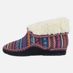 Zapatillas de casa abotinadas para mujer en lana Candanchu marino