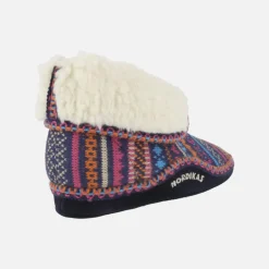 Zapatillas de casa abotinadas para mujer en lana Candanchu marino