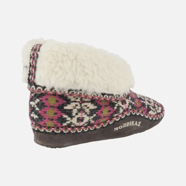 Zapatillas de casa abotinadas para mujer en lana Formigal gris