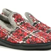 Zapatillas de casa cerradas en tejido rojo para mujer