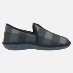 ZAPATILLAS DE CASA cerradas PARA HOMBRE BOREAL EN TEJIDO A CUADROS MARINO