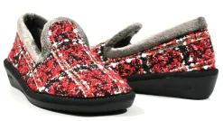 Zapatillas de casa cerradas en tejido rojo para mujer