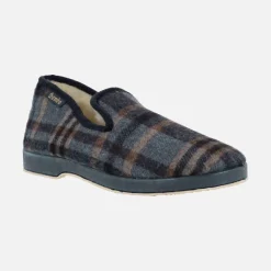 Zapatillas de casa cerradas para hombre en tejido a cuadros