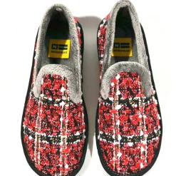 Zapatillas de casa cerradas en tejido rojo para mujer