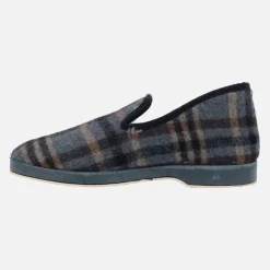 Zapatillas de casa cerradas para hombre en tejido a cuadros