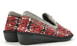 Zapatillas de casa cerradas en tejido rojo para mujer