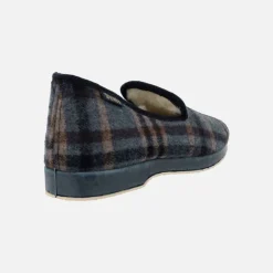 Zapatillas de casa cerradas para hombre en tejido a cuadros