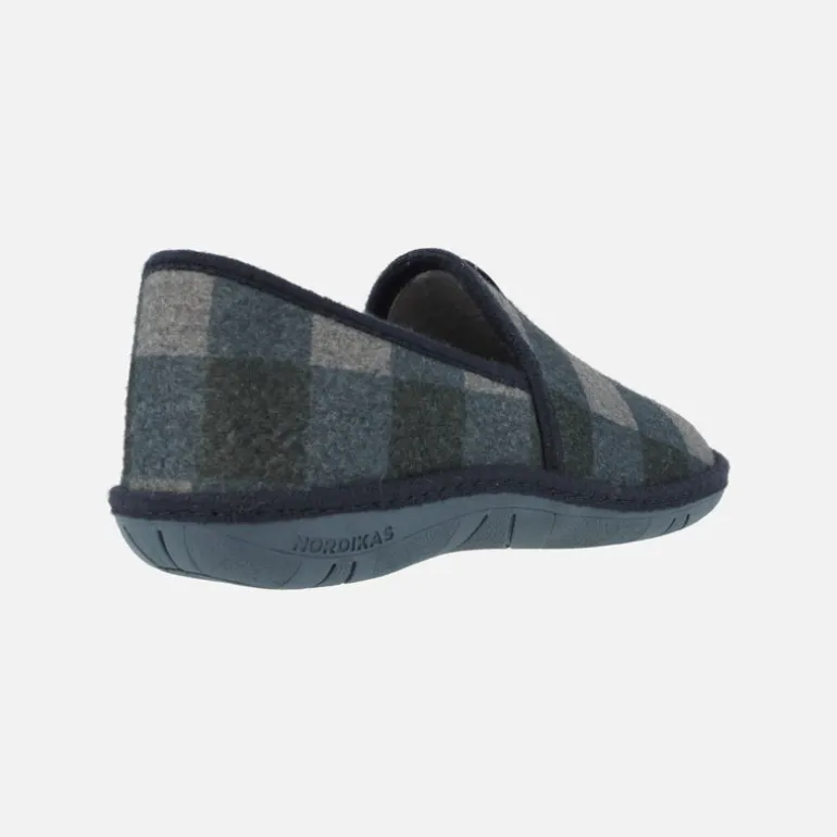ZAPATILLAS DE CASA cerradas PARA HOMBRE BOREAL EN TEJIDO A CUADROS MARINO