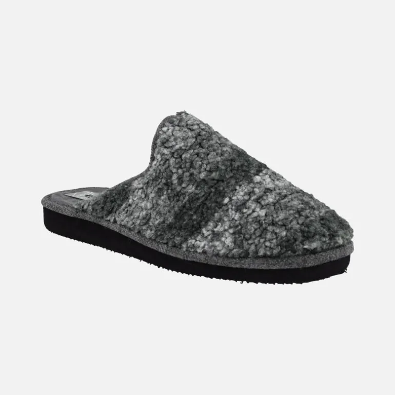Zapatillas de casa de hombre a listas en borreguillo