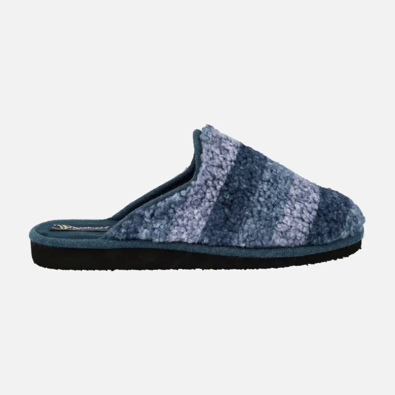 Zapatillas de casa de hombre a listas en borreguillo