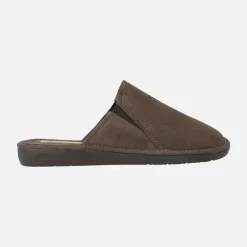 Zapatillas de casa descalzas para hombre en serraje marrón