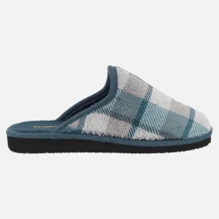 Zapatillas de casa descalzas para hombre en tejido afelpado a cuadros