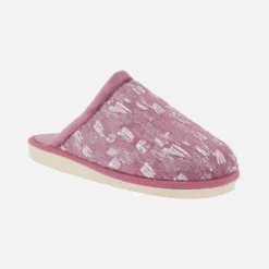 Zapatillas de casa descalzas para mujer en tejido estampado rosa