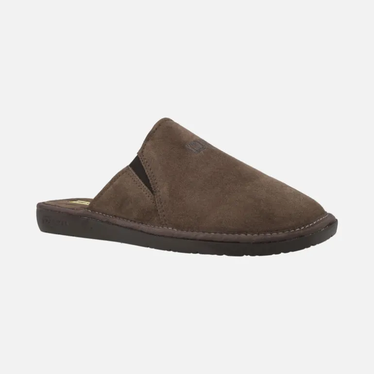 Zapatillas de casa descalzas para hombre en serraje marrón