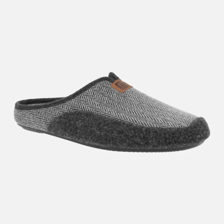 Zapatillas de casa descalzas para hombre en tejido jaspeado