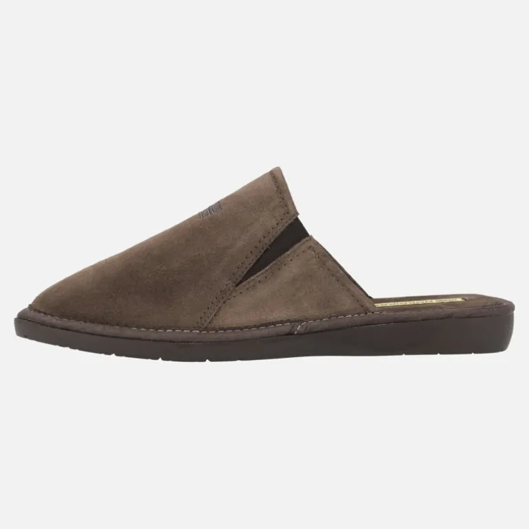 Zapatillas de casa descalzas para hombre en serraje marrón