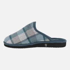 Zapatillas de casa descalzas para hombre en tejido afelpado a cuadros