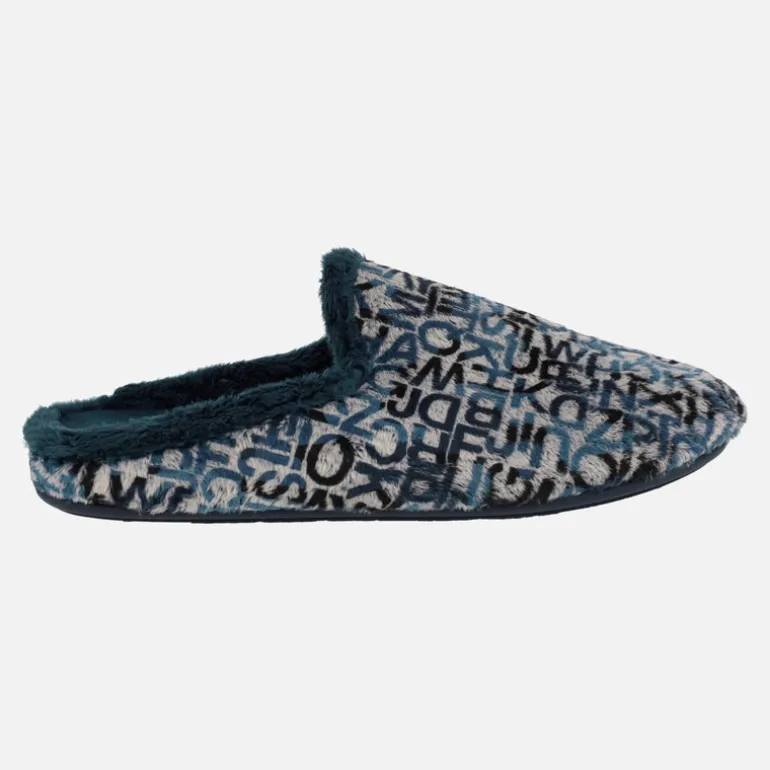Zapatillas de casa descalzas para hombre con fondo de Letras