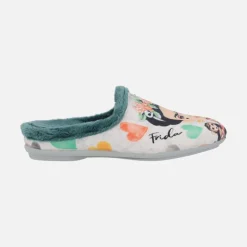 Zapatillas de casa Frida Soy la mujer de mi vida en combinado verde