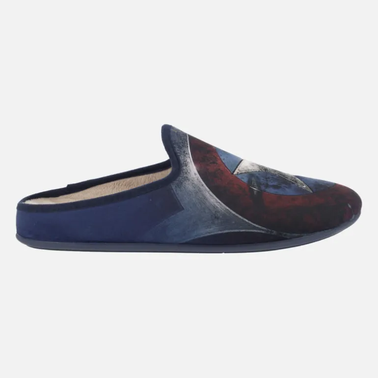 Zapatillas de casa para hombre con escudo de Capitán América