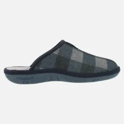 Zapatillas de casa para hombre Boreal en tejido a cuadros marino