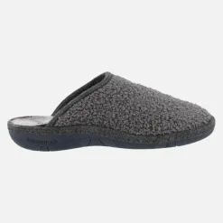 Zapatillas de casa para hombre en tejido Teddy gris