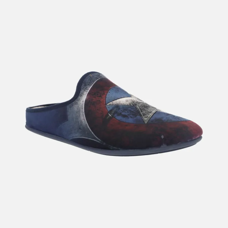 Zapatillas de casa para hombre con escudo de Capitán América