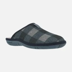 Zapatillas de casa para hombre Boreal en tejido a cuadros marino