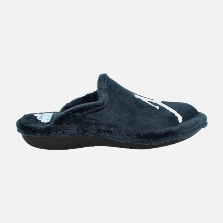 Zapatillas de casa para hombre en tejido azul con logo Jordan