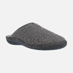 Zapatillas de casa para hombre en tejido Teddy gris