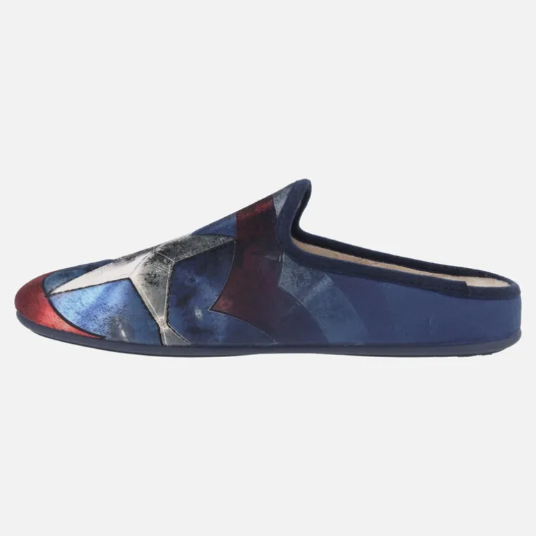Zapatillas de casa para hombre con escudo de Capitán América