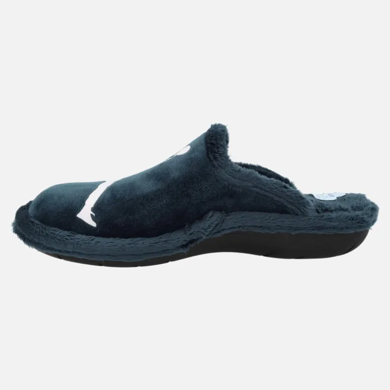 Zapatillas de casa para hombre en tejido azul con logo Jordan