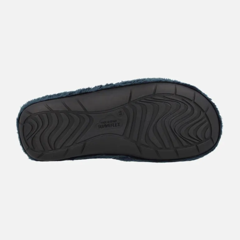 Zapatillas de casa para hombre en tejido azul con logo Jordan