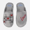 Zapatillas de casa para mujer Tres en Raya de corazones gris