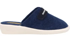Zapatillas de casa para mujer en toalla azul marino con cierre de velcro