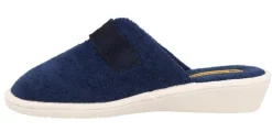 Zapatillas de casa para mujer en toalla azul marino con cierre de velcro