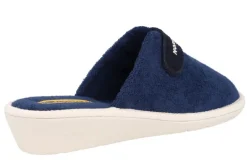Zapatillas de casa para mujer en toalla azul marino con cierre de velcro