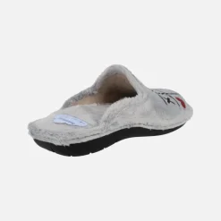 Zapatillas de casa para mujer Tres en Raya de corazones gris